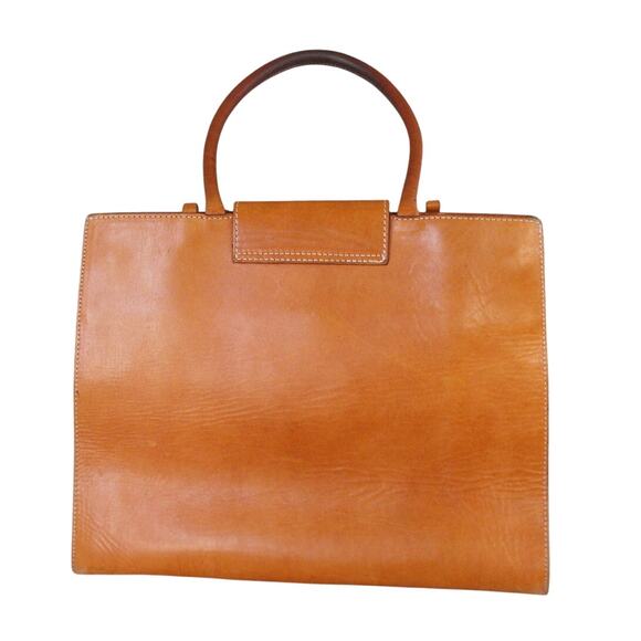 Bridas Cognac Leather Top Handle Satchel Bag Pre-Owned Classic - Picture 2 of 14